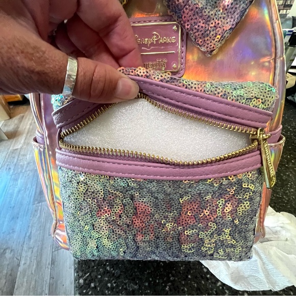NWOT Loungefly Disney Parks Minnie Mouse Earidescent Mini Backpack 50th - Picture 11 of 16